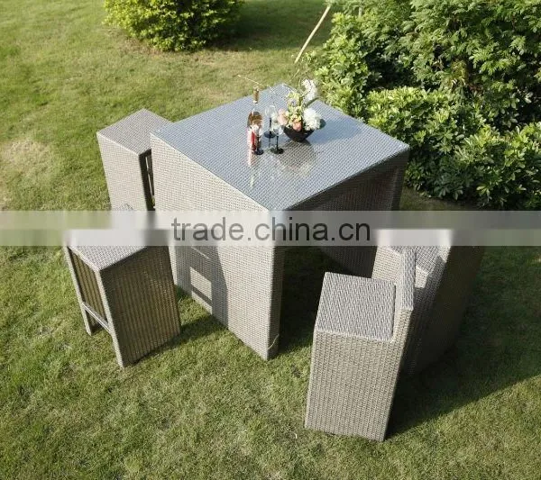 Wholesale Modern Wooden Top Rattan Base Bar Table and Chairs photo-3
