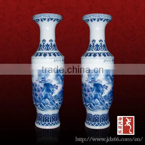 Wholesale Hand Painting Blue and White Ceramic Flower Vase Bulk photo-2