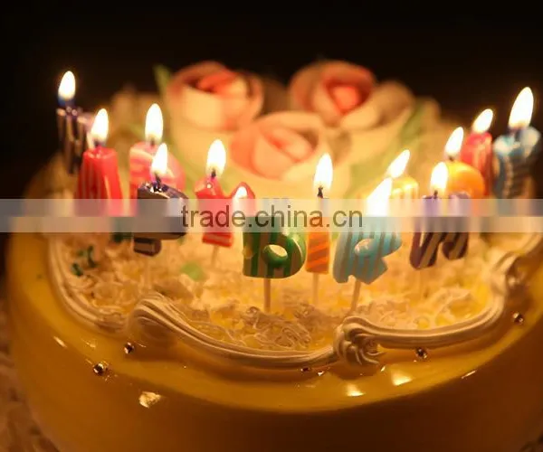 Point and Stripe Coloured English Character Shape Happy Birthday Candle photo-2