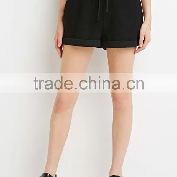 Custom Running Shorts 100% Cotton Colorblocked Drawstring Waist Reversed French Terry Wholesale Women Boy Shorts photo-2