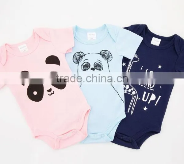Cute Factory Baby Clothes Summer 100%Cotton Short Sleeves With Animal Prints Newborn Infant Baby Bodysuits photo-2