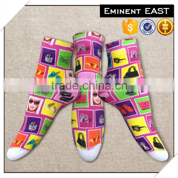 MOQ 200 Pairs Customized Soft & Comfortable 360 Degree Seamless Digital Printed Cotton Socks photo-3
