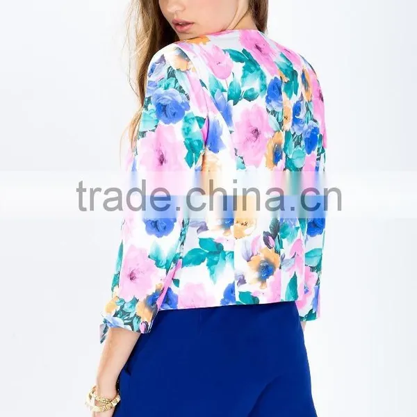 New Arrival Autumn Winter 3/4 Sleeve Floral Print Fashion Jacket for Wholesale 2017 photo-5