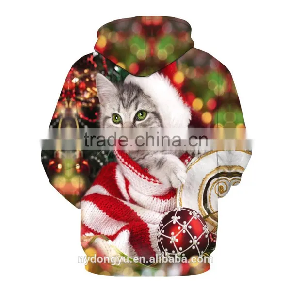 Christmas Cat Bell Ball 3D Pinted Hoodies/blue n g Unisex 3D Printed Sweatshirt Hoodies/hot Sell Christmas 3D Hoodies photo-4