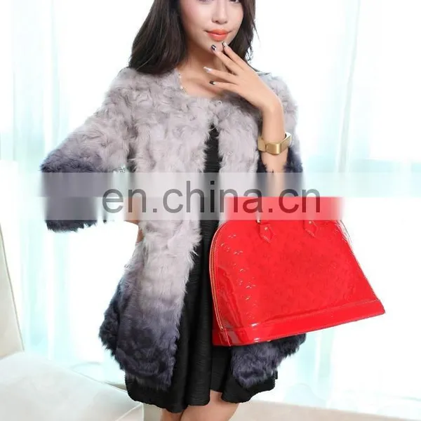 Winter Gradient Color Lamb Fur Long Coat for Women photo-2