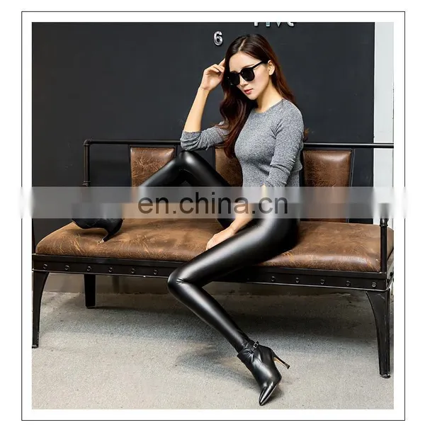 Women Push Up Leggings PU Leather Tights photo-2