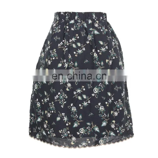 Floral Print Cotton Embroidery Pleated Skirt Old Women Skirt Guangzhou Clothing photo-6