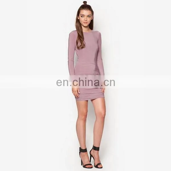 Latest Sexy Women Wear Fashion Dress Slinky Drape Back Ruched Bodycon Dress photo-2