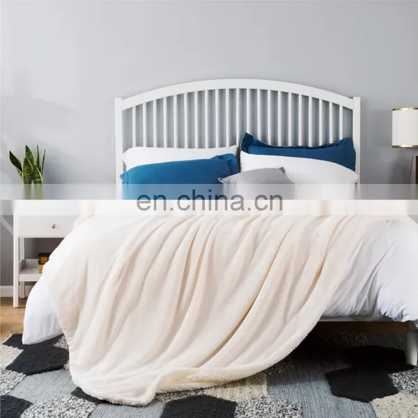 Super Cream Tapestry Big King Size Microfiber Thick Sherpa Blanket For Sale photo-2