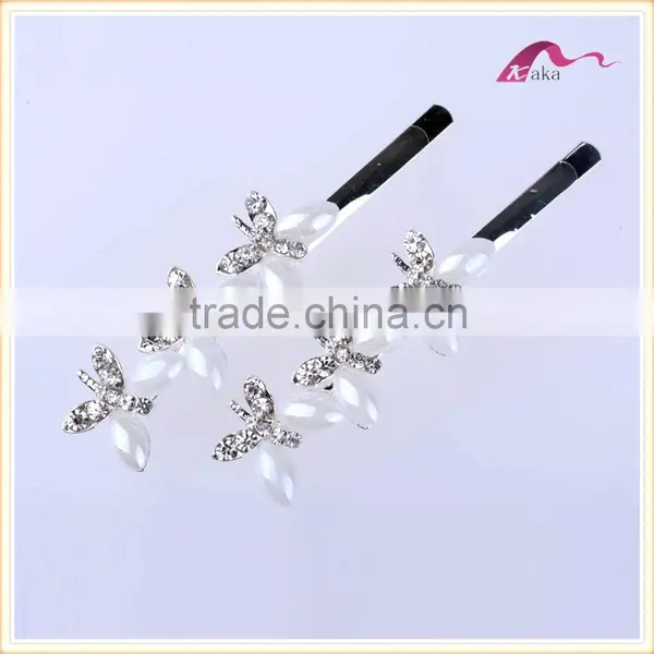 Wholesale Price New Arrival Multi Colors Elegant Hair Grips Metal Crystal Decorated Butterfly Ceramic Beads Hair Clips For Gifts photo-5