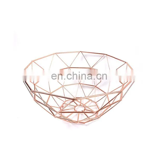 kitchen rose gold fruit storage holder vegetable countertop iron fruit basket bowl gold metal baskets