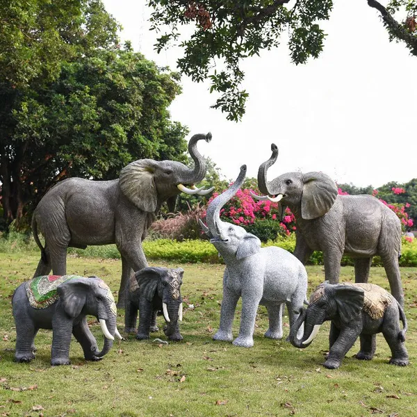 Elephant Large Sculpture Life Size Fiberglass Elephant Fiberglass Life Size Animal Statues photo-4