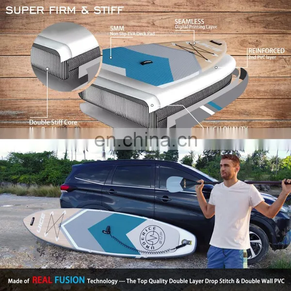 11'x33''x6'' Ocean Blue Wood Design Inflatable Sup Stand Up Paddle Board ISUP photo-3