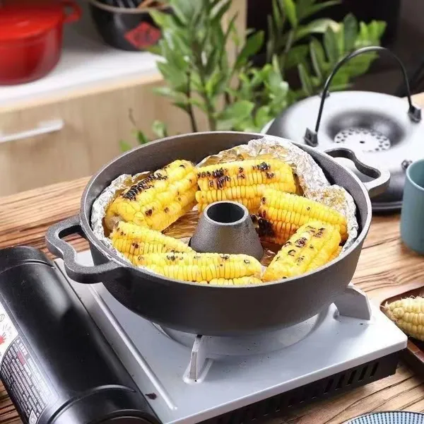 Roast Sweet Potato Pot Household Cast Iron Roast Dish Barbecue Frying Pan Pre-seasoned Potato Casserole Dutch Oven Cookwares photo-5