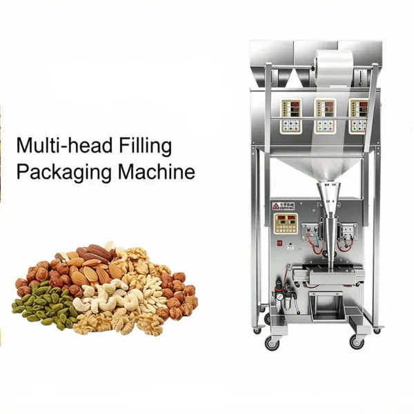 Small Automatic 3-head Solid Powder Granules Filling Quantitative Weighing Packaging Machine Forming Sealing Machine