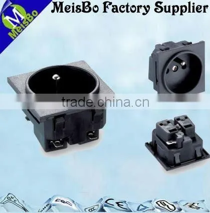 1 Round Pin Black and White Desktop Power Outlet