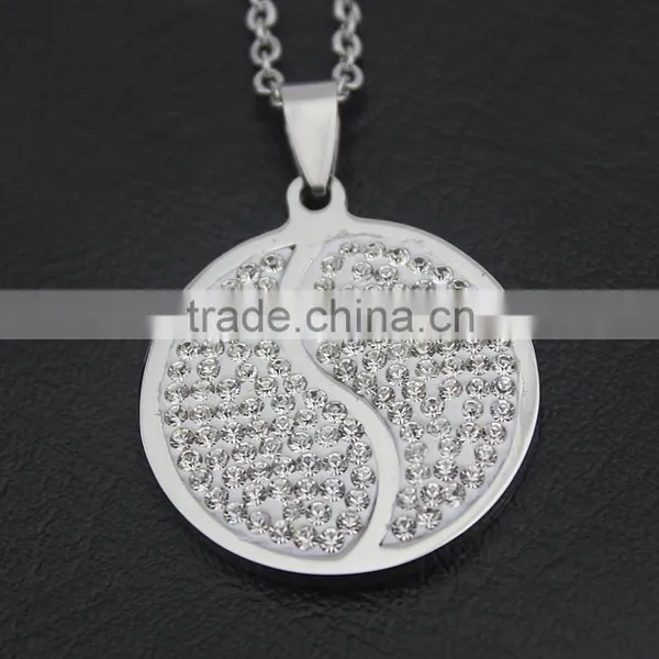 Stainless Steel Diamond Tai Chi Yin Yang Necklace Jewelry Wholesale photo-5