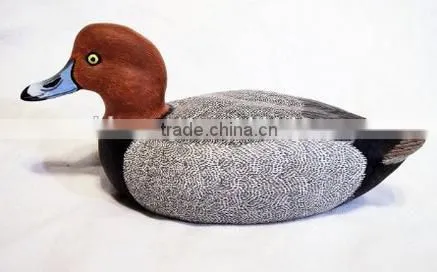 USA Made Hand Carved Bird Collectible Wood Decoy Duck Red Head Drake