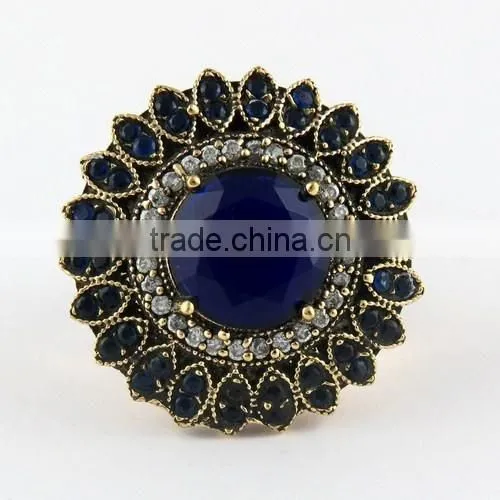 925 Sterling Silver Blue Onyx Ring With Brass, Silver Jewelry Wholesaler, Gemstone Silver Jewelry photo-2