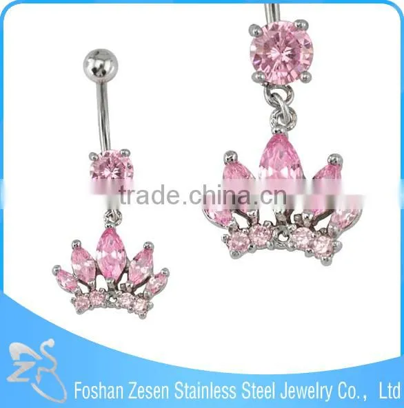 BR01786 China Manufacturer Stainless Steel Cute Dangle Pink Zircon Heart Navel Piercing photo-4