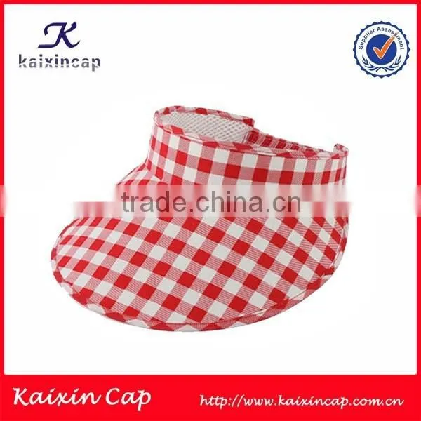 OEM High Quality New Fashion Long Bill Sun Visor Cap Checked Custom Visor Cap photo-5