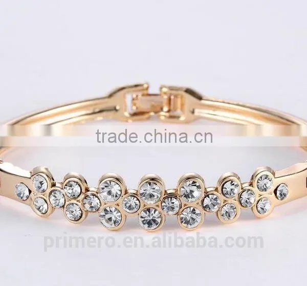 Women's Fashion Alloy Flowers Rhinestone Cuff Bangle Bracelet Jewelry photo-5