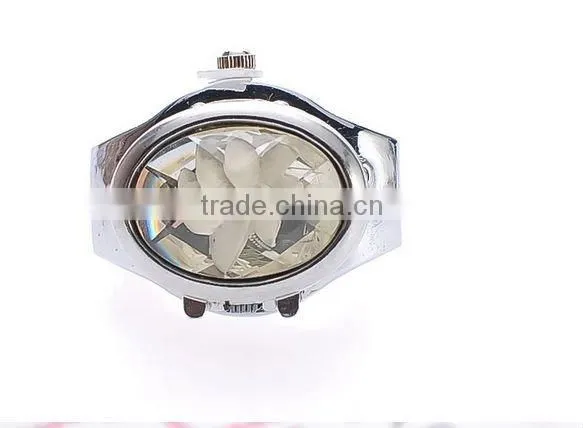 Rose Pattern With Gemstone Setting Ladies Ring Watch