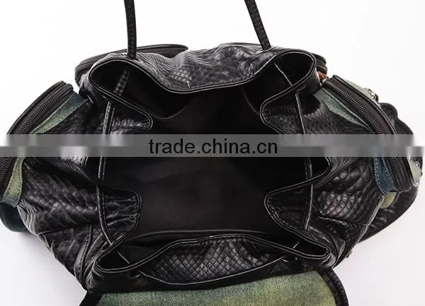 3867 Wholesale High Quality Durable Denim Women Outdoor Drawstring Backpack photo-6