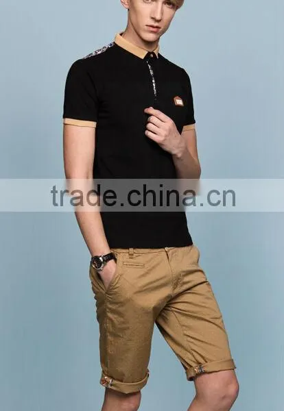 Men's Pocket t Shirt With Pocket -Men's Lapel Short Sleeves Back Yoke Print 100% Cotton t Shirt photo-3