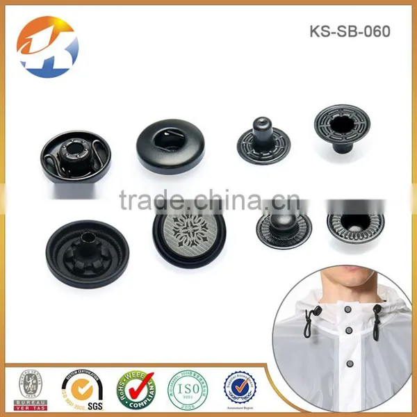 Decoration Black Flat Rim Metal Snap Buttons for Coats photo-5