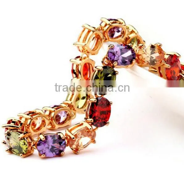 18K Rose Gold Plated AAA Multicolour Cubic Zircon Charm Bracelet Vintage Charm Bracelet photo-2