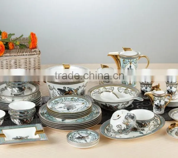 Home Wholesale Dark Red Tableware Dinnerware Set for German Porcelain Dinnerware photo-2