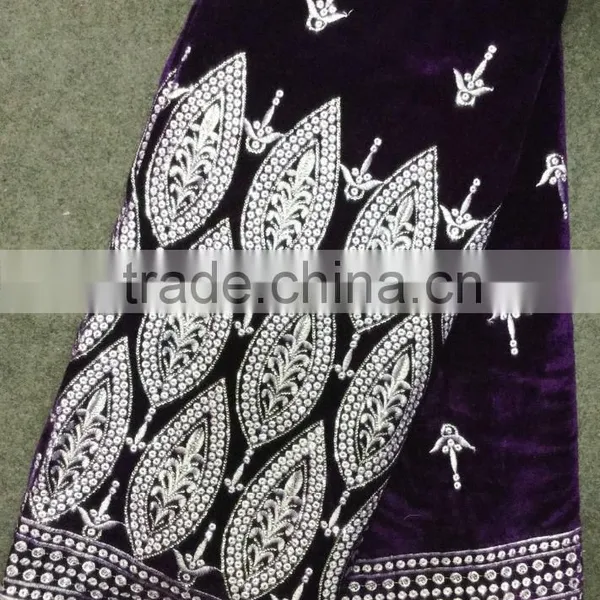Guangzhou African Lace Embroidery Fabric Wine Color Indian Styles Embroidery Attrative Fashion African Velvet Lace Fabrics photo-5