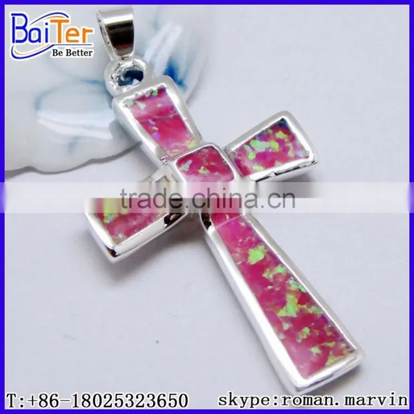 Custom Created Green Opal Large Sterling Silver Cross Pendant Wholesale photo-5