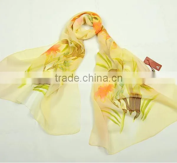 Customize Digital Printed Chiffion Scarf 100% Silk Scarves NO MOQ photo-4