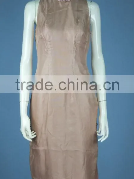 Blush Sleeveless Silk Poplin Fashion Cheongsam / Qipao, Hand-made Qipao With Illusion Neckline QP0012