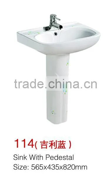 114 Bathroom Toilet Pedestal Washing Basin,sanitary Ceramic China photo-2