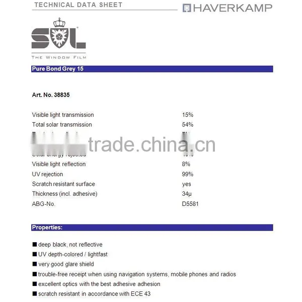 SL Automotive Film - Pure Bond Grey 15 Car Window Solar Film photo-2