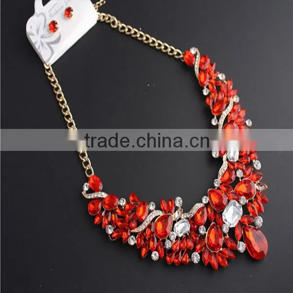 African Necklace Set Crystal Jewelry Sets With Big Glass Pendent Supplier's Choice photo-5