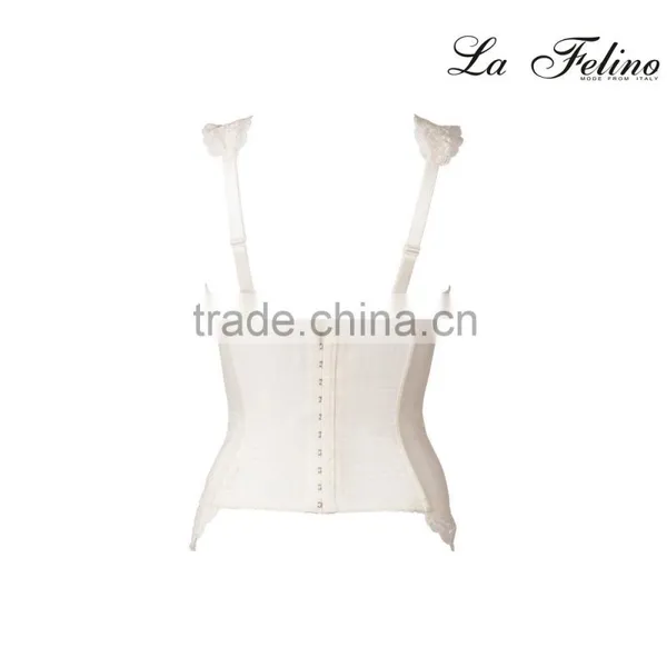 Fancy White Elastic and Embroidered Lace Wears Outside Underwired Corset photo-6