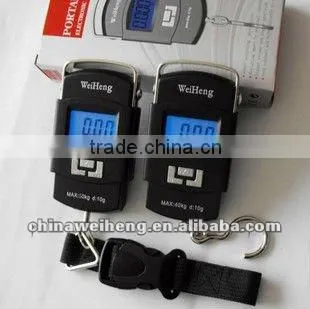 50kg Double Precision Black Electronic Luggage Scale Belt/hook Blue Backlight Lcd