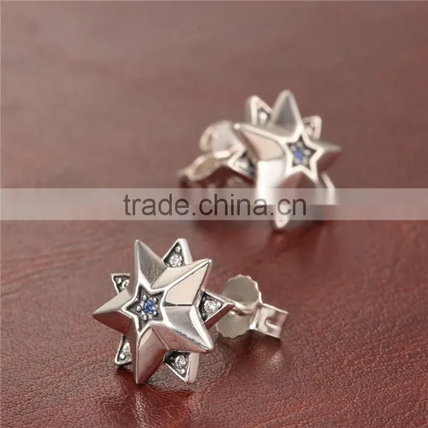 Simple Design Star Shape Stud Silver Earrings For Women photo-6