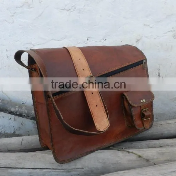 Hand Made Leather Messenger Genuine LeatherLaptop Messenger Bag for Men and Women photo-3