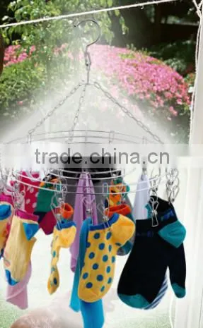 Foldable Stainless Steel Clothes Hanger /Laudry Clips Hanger;stainless Steel Clips Hanger/ Clothes Hanger With 24 photo-3
