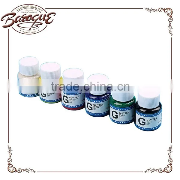 Bulk Wholesale 6 Colored Fabric Glitter Paint Set, Cheap Paint Glitter Glue In Bottle