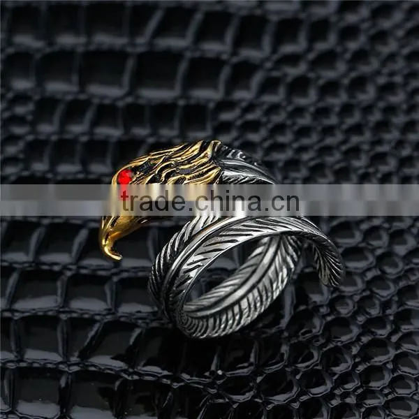 Gold Head Gothic Smart Custom Surgical Stainless Steel Eagle Ring photo-3