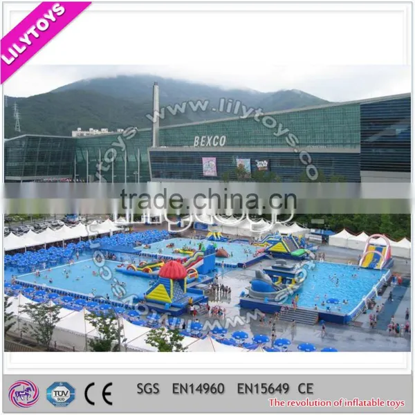 Blue Above Ground Stainless Steel Pools/Inflatable Water Park/inflatable Amusement Park photo-4