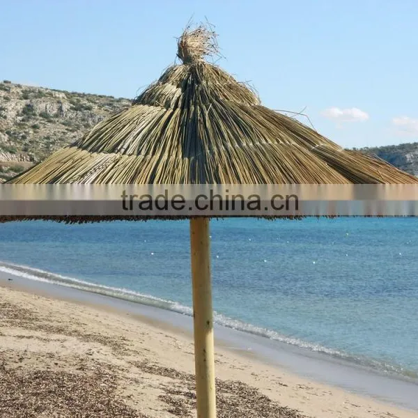 THATCH SEAGRASS PALM LEAF BEACH UMBRELLA & BAMBOO FUNRITURE_CHEAP PRICE photo-4