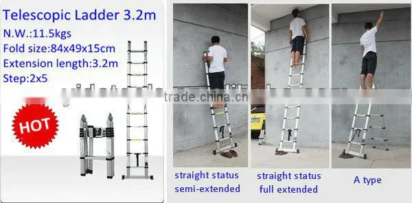 2x8 Steps 5m En131 Aluminum Folding Telescopic Ladder photo-4