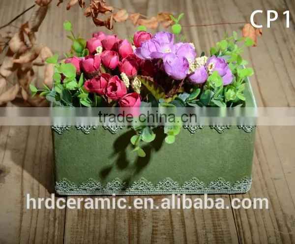 Square Decal Cement Finished Decoration Flowerpots photo-6